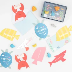Under The Sea Kids Valentine's Cards & Erasers Set (x 12)>Meri Meri Sale