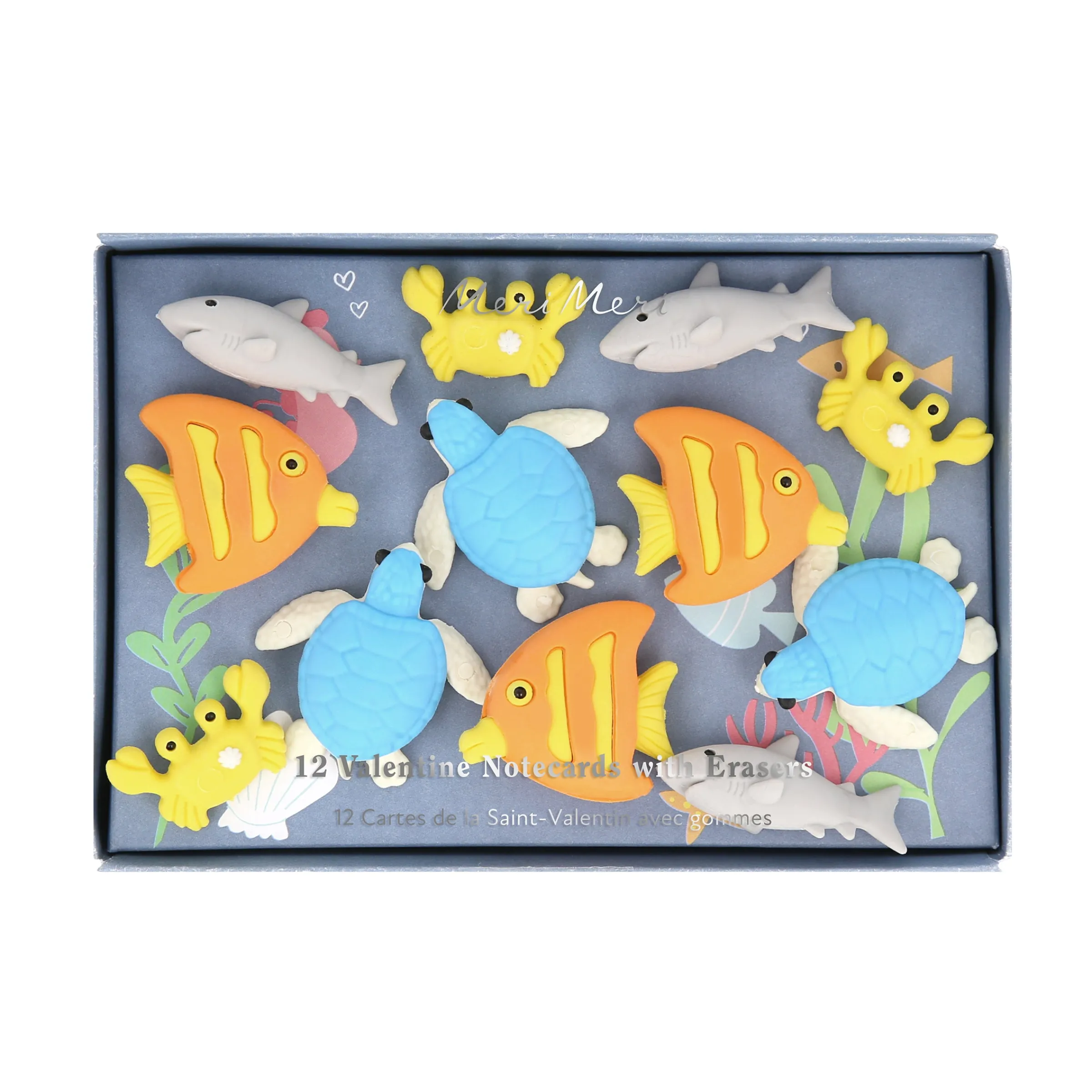 Under The Sea Kids Valentine's Cards & Erasers Set (x 12)>Meri Meri Sale