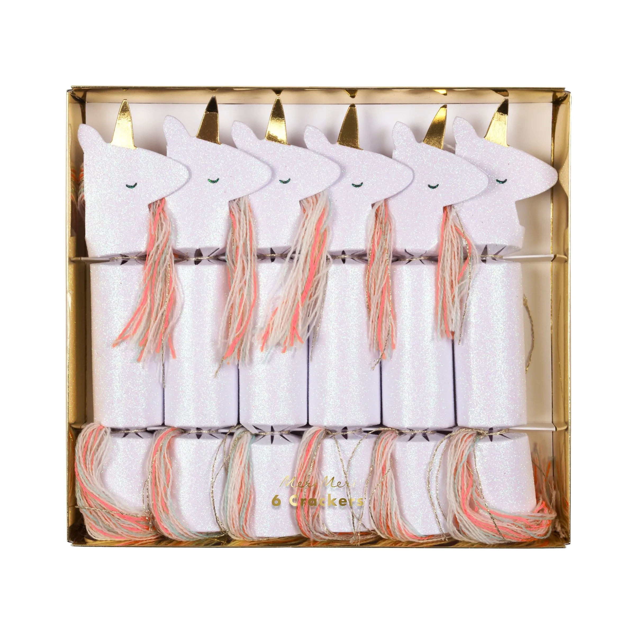 Unicorn Glitter Small Crackers (x 6)>Meri Meri Best
