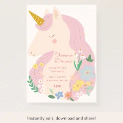 Unicorns Download & Print Invitation>Meri Meri Sale