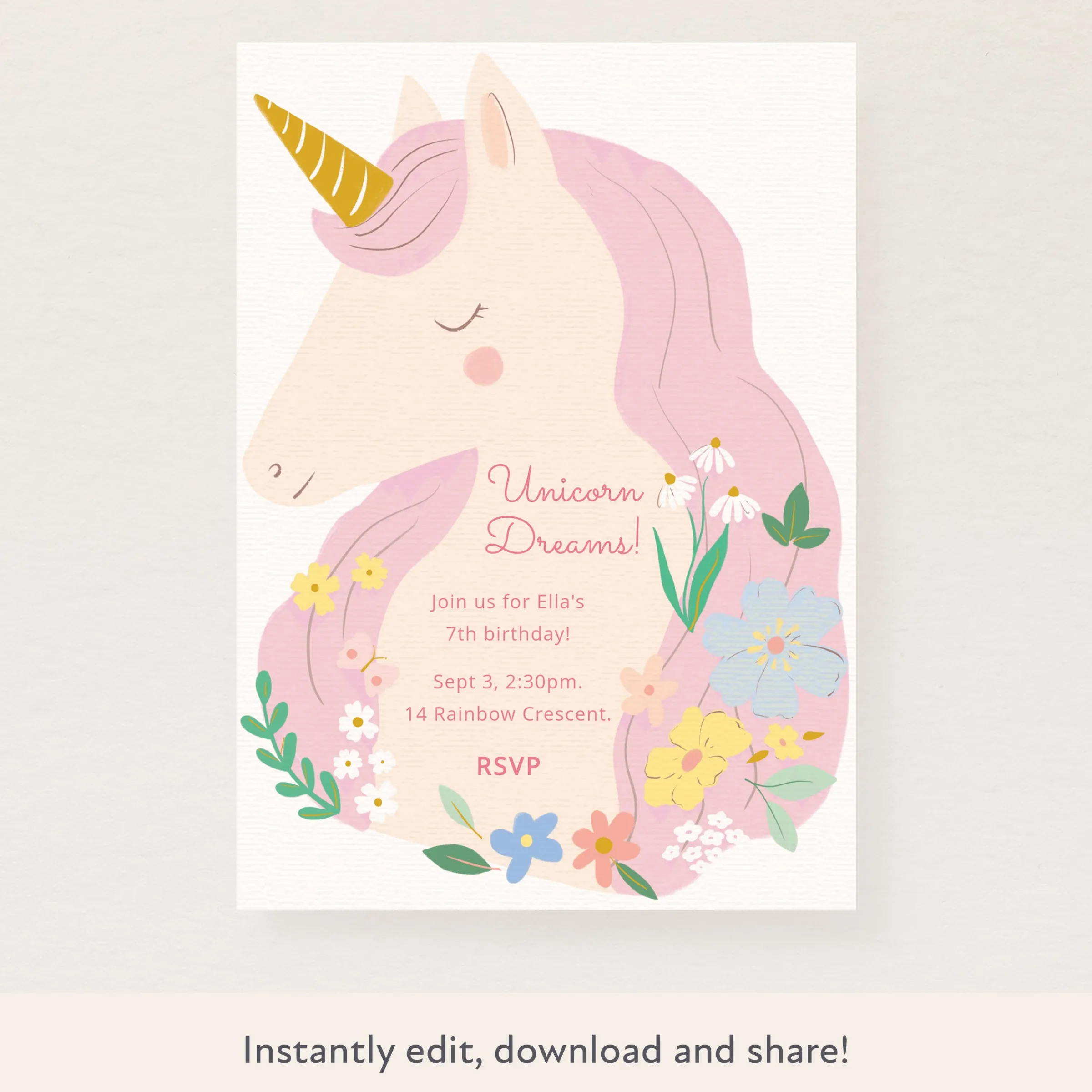 Unicorns Download & Print Invitation>Meri Meri Sale