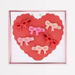 Valentine's Bow Hair Clips (x 6)>Meri Meri New