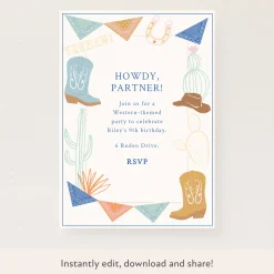 Western Download & Print Invitation>Meri Meri Hot