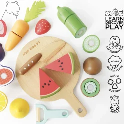 Wooden Chopping Board & Sliceable Play Food><noscript><img width=