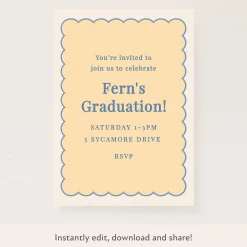 Yellow Scallop Download & Print Invitation>Meri Meri Online
