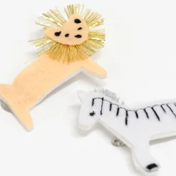 Zebra & Lion Felt Hair Clips (x 2)>Meri Meri Outlet